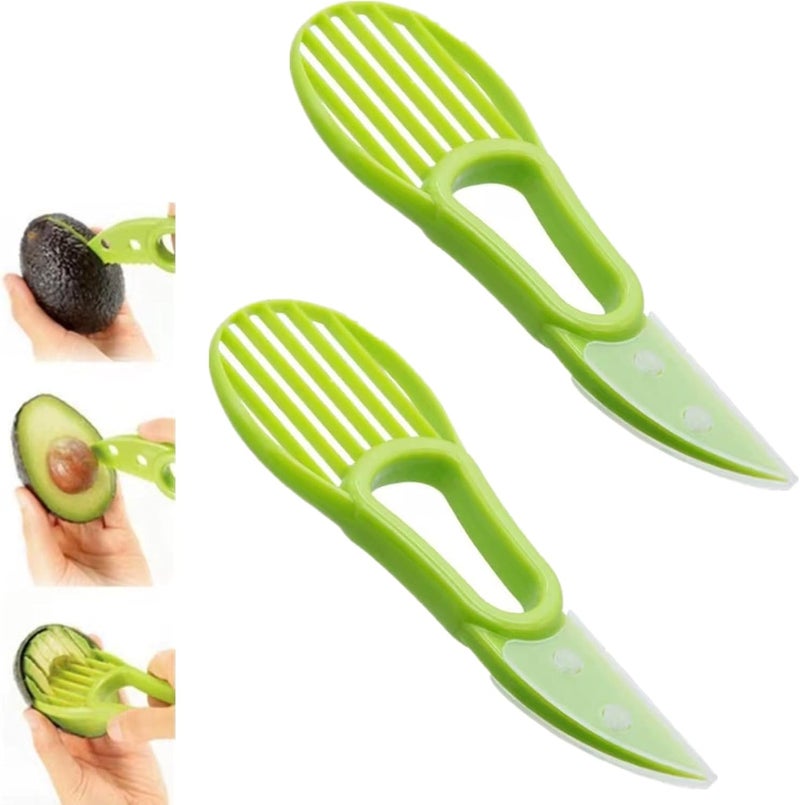 DKJEkdje 2 Pcs Avocado Slicer Tool Avocado Knife for Mashing Avocados Enucleation Making Guacamole, Green - Image 1